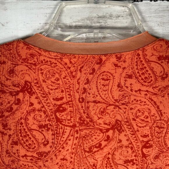 J Jill Orange Paisley V Neck 3/4 Sleeve Surplice Cotton T- Shirt Size M - Picture 6 of 6